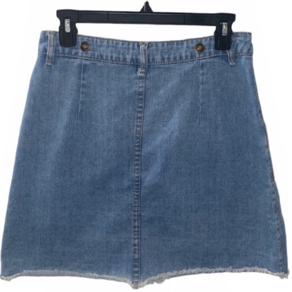 SHEIN Button-Up Denim Blue Jean Mini Skirt w/Pockets Women’s Size MEDIUM - Picture 2 of 13